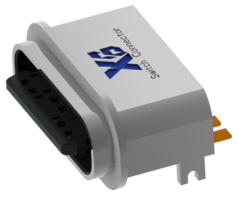 XB-ATCF-06-006 TYPE C 6P 板上防水母座L=6.65mm(外壳锌合金舌片外露0.95)